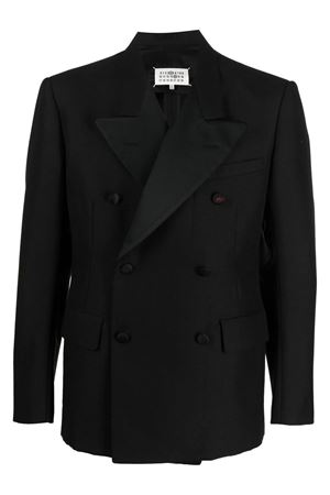 Blazer doppiopetto in cotone nero MAISON MARGIELA | SI1BN0003S49892900